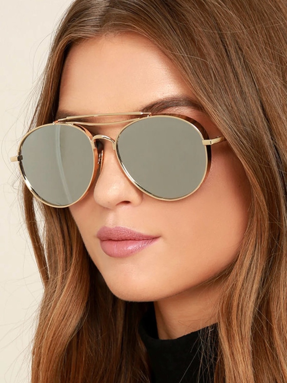 Perverse Women’s Solid Gold Mirrored Aviator Polarized Sunglasses